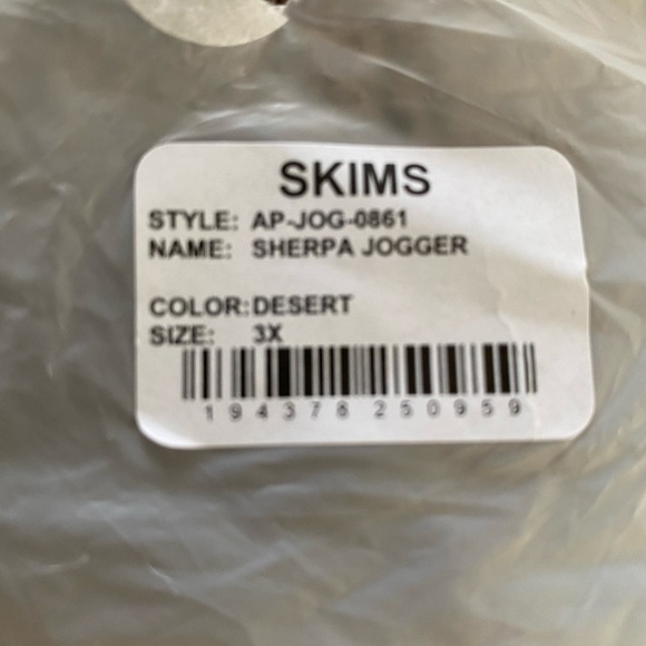 NWT SKIMS Teddy Pants Sherpa Jogger Desert 3X - Picture 14 of 14